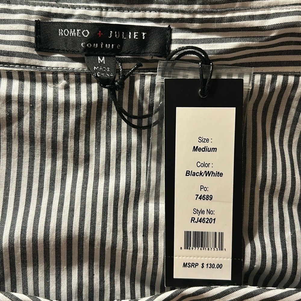 Romeo & Juliet Couture Shirt M Striped Button Down Butterfly Floral Embroidered - Picture 4 of 12